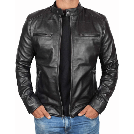 Cafe Racer Motorcycle Vintage Biker Men Leather Jackets