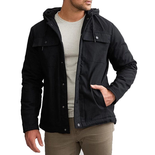 Mens Black Hooded Charger Jacket
